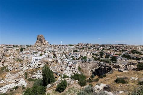 View Of Ancient Nevsehir Cave Town And A Castle Of Uchisar Stock Image