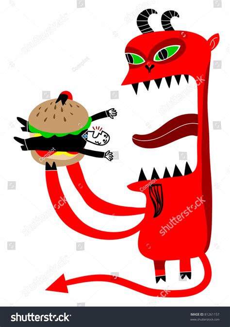 Devil Eat Businessman Inside Hamburger Stock Vector 81261157 Shutterstock