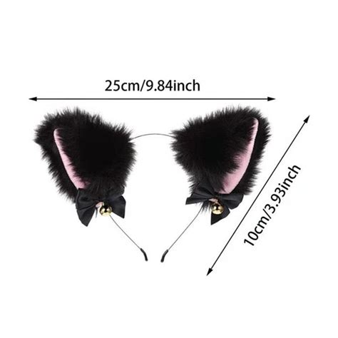 Cat Ears Headband Plush Furry Cute Cat Ears With Bow Bell Heart Chocker