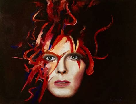 X David Bowie Ziggy Stardust Original Acrylic Painting On