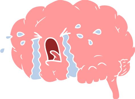 Flat Color Style Cartoon Brain Crying 素材 Canva可画