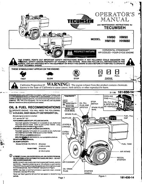 Tecumseh Hm80 Operators Manual Pdf Download Manualslib