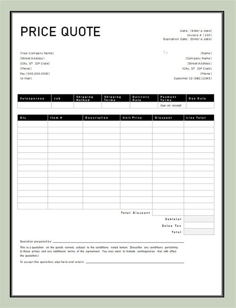 Sales Quotation Template Free Quotation Templates