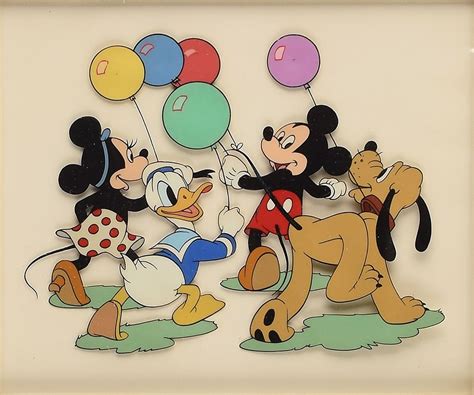 Mickey And Minnie Mouse Donald Duck And Pluto Production Cels For A D