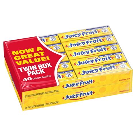 Juicy Fruit Original Gum 5 Stick Packs 40 Count