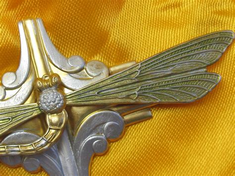Art Nouveau Dragonfly Brooch Art Deco Style Egyptian Good Luck