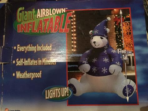 Light up led holiday christmas scarf polar bear ball tree ornament decoration. 8ft Polar Bear With Purple Sweater Airblown Inflatable ...