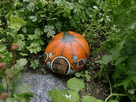 This Pumpkin Rocks Hand Painted Garden Art