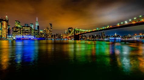 Brooklyn Bridge 4k Wallpaper New York Cityscape City Lights Night