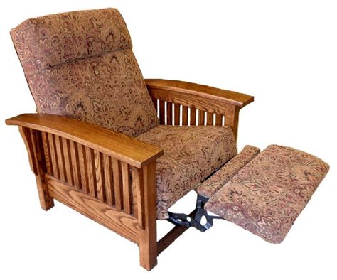 Mission style morris chairs and recliners. Mission style recliners in a variety of stain and fabric ...