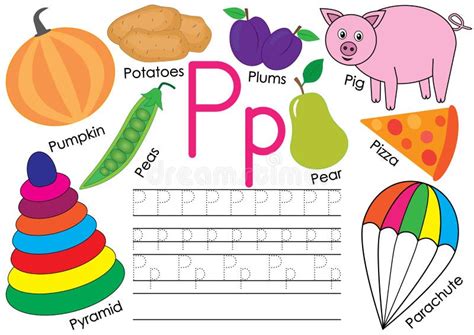 Letra P Alfabeto Inglés Educación Para Los Niños Práctica De La