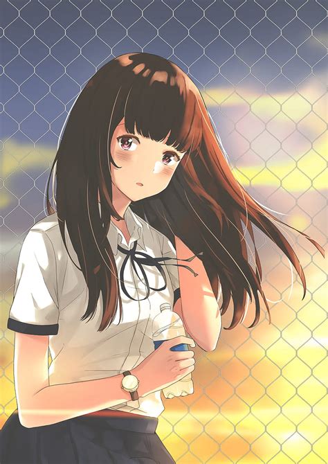 4k Free Download Girl Uniform Fence Mesh Anime Hd Phone