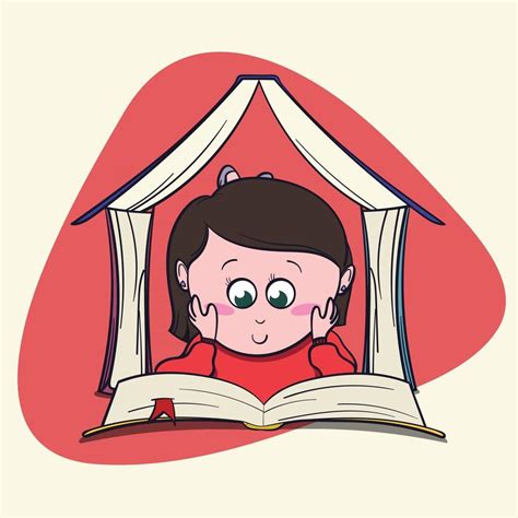 Cute Little Girl Book Lover Enjoys Reading Big Books And Novels