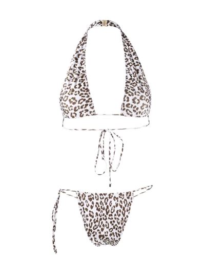 Manokhi Leopard Print Bikini Set In White Modesens