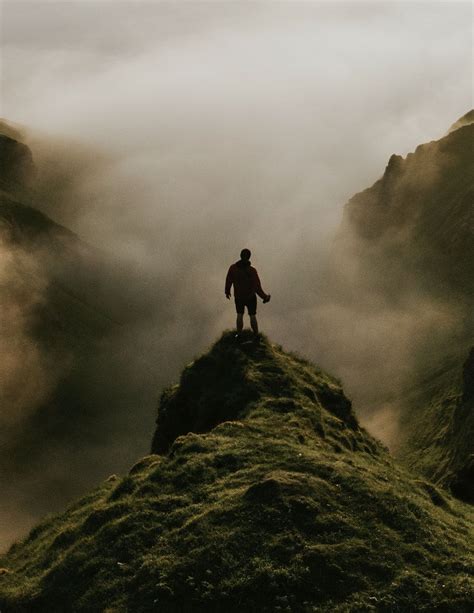 Man Standing On A Misty Cliff Background Premium Image By Rawpixel