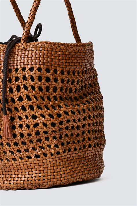 Dragon Diffusion Big Bucket Xxl Tan Woven Leather Bag