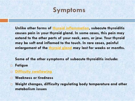Ppt De Quervains Subacute Thyroiditis Symptoms Causes And More