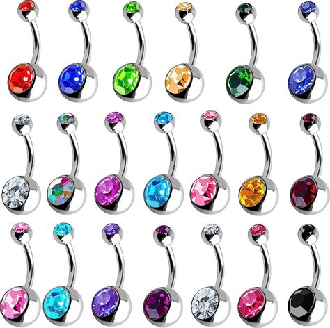 Outee 20 Pcs Belly Bars Button Balls Belly Button Ring Belly Piercing