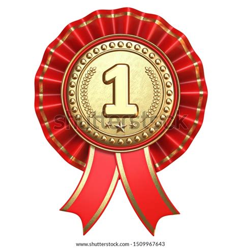 Gold Medal First Place Red Ribbons Stock Illustration 1509967643