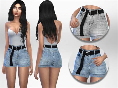 The Sims Resource Belted Shorts By Puresim Sims 4 Downloads