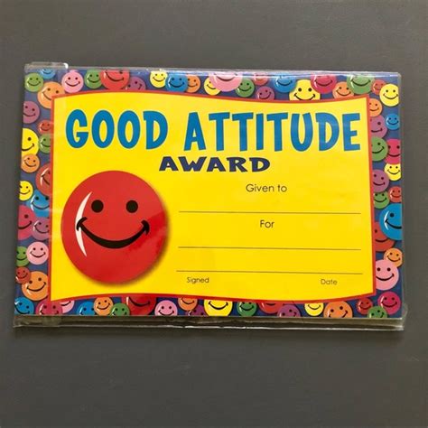 Office Good Attitude Award Certificates Nwot Poshmark
