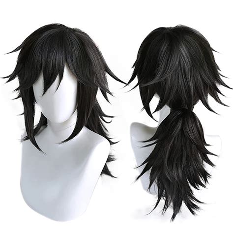 Buy Long Black Tomioka Giyuu Ponytail Wig Cosplay Costume Men Women