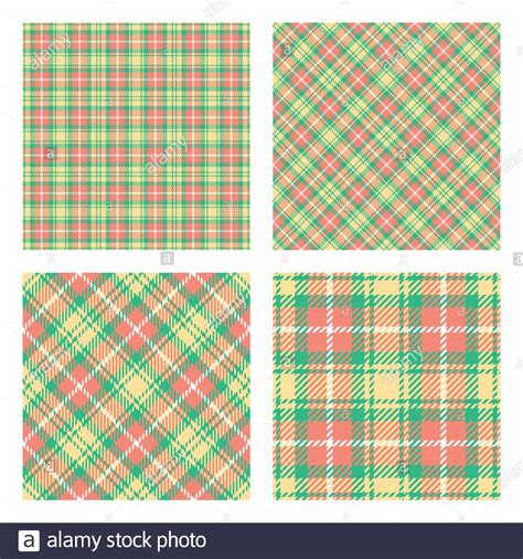 Set Of 2 Seamless Patterns Scottish Tartan Plaid Pastel Spring Colors