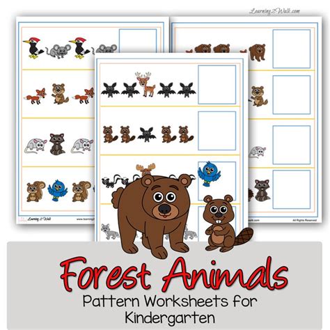 Forest Animals Pattern Worksheets For Kindergarten | Pattern worksheets