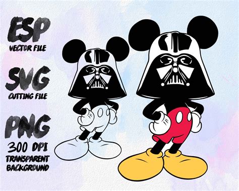 Mickey Darth Vader Star wars Clipart SVG Cutting ESP