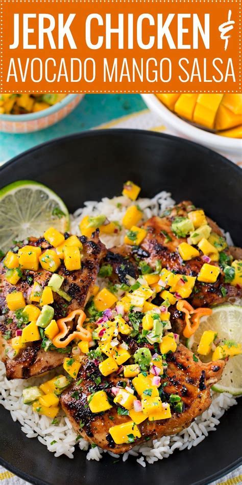 Preheat grill for direct heat grilling. Jerk Chicken Thighs with Avocado Mango Salsa | Perfect for ...