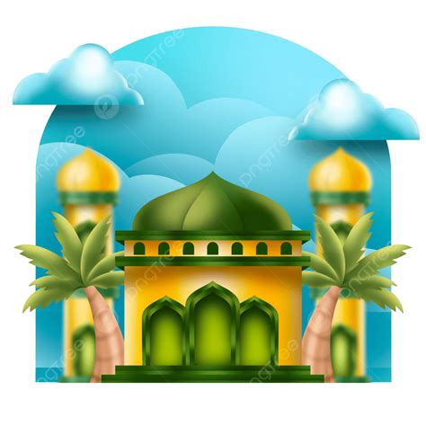 Gambar Ilustrasi Masjid Realistik Elemen Islam Ramadan Dan Hari Raya