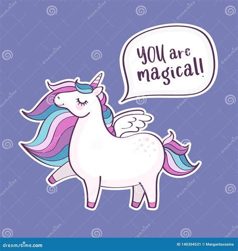 Cute Magical Unicorn Vector Design Isolated On White Background