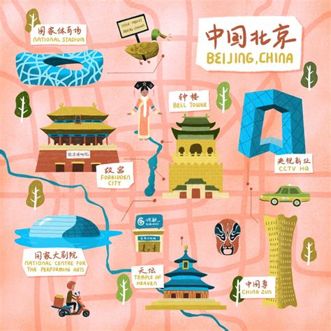 Illustrated Map Of Beijing China Yi Ren Art And Illustration
