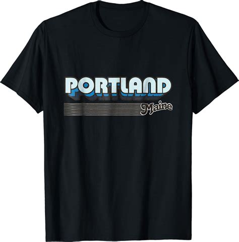 Vintage Portland Maine T Shirt Retro Stripes Clothing
