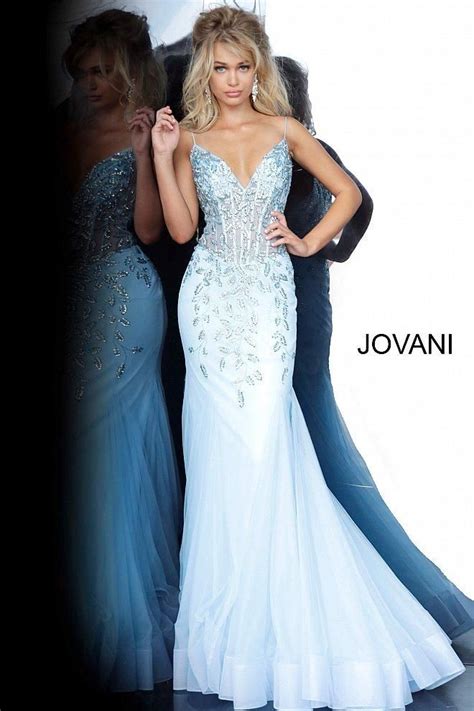 Jovani 63704 Long Embellished Sheer Corset Bodice Mermaid Prom Dress