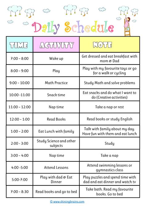 Kids Daily Schedule Template