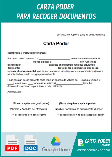 Carta Poder Para Recoger Documentos 《 Word Pdf 》 ️