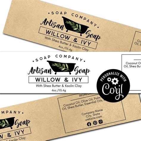 Millers handmade soap internet pages. Soap Labels Bathtub with Leaf Logo. Editable Soap Template ...