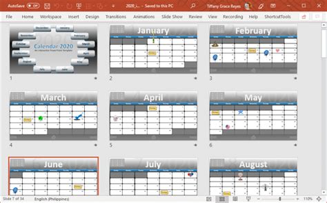 Interactive Calendar Powerpoint Template And Slide Template