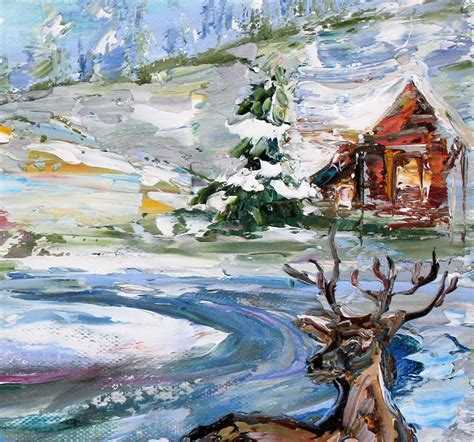Winter Wonderland Painting Landscape Original Oil On Canvas Palette