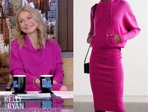 Kelly Ripa Live With Kelly And Ryan Hot Pink Hooded Sweater Dress