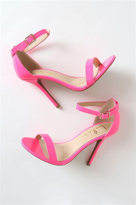 Cute Neon Pink Heels Single Strap Heels Vegan Suede Heels Lulus
