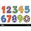 Set Of Bold Numbers Collection Colorful Decoration Hand Drawn 