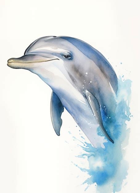 Premium Ai Image Cute Jumping Baby Dolphin Watercolor Illustration