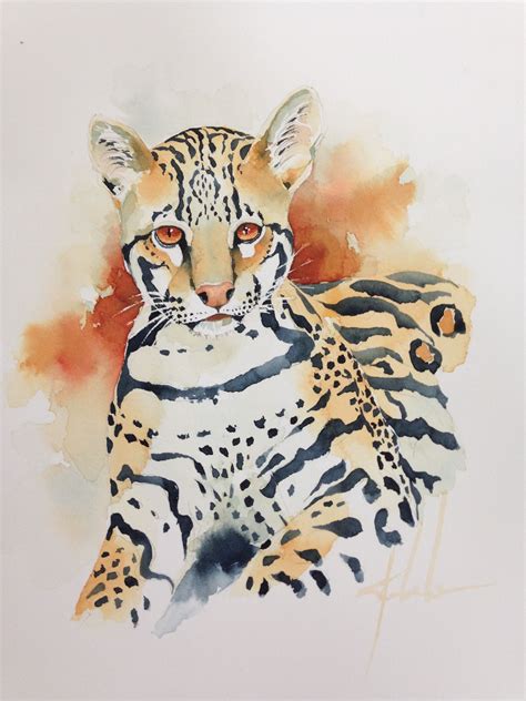 Watercolor Painting Animal Original Wildlife Animal Africa