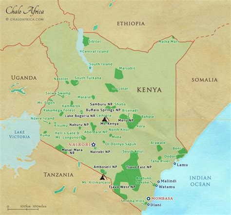 Kenya National Parks Map Karte Von Kenia Nationalparks Und