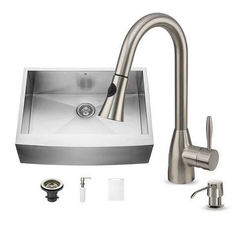 This kitchen sink kit lets you multitask without the mess. VIGO Camden 30-in x 22.25-in Stainless Steel Single Bowl ...