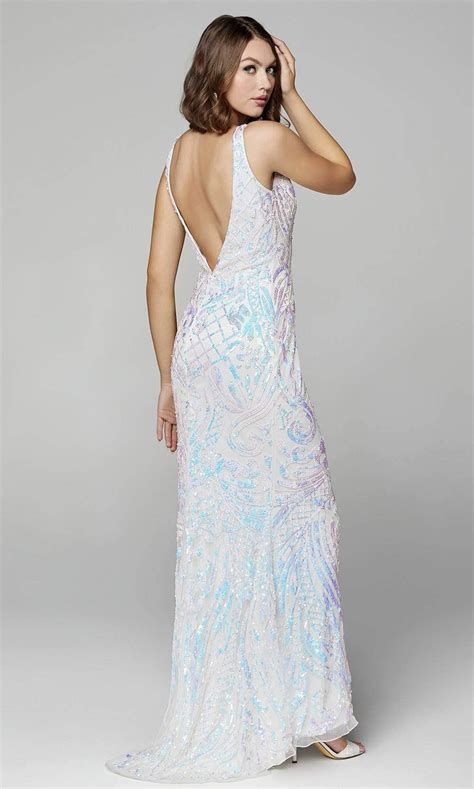 Primavera Couture 3612 Sleeveless V Neck Sequin Fitted Gown In 2022