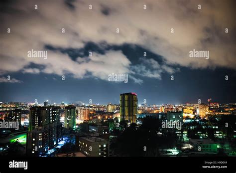 City At Night Panoramic Scene Novosibirsk Russia Stock Photo Alamy