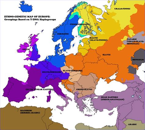 Ethno Genetic Map Of Europe Groupings Based On Y Dna Haplogroups